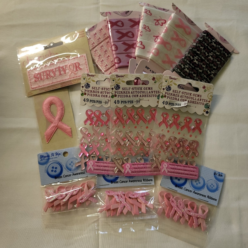 Lot - Breast Cancer Awareness craft items